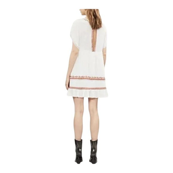 FREE PEOPLE Size M White Embroidered Sunrise Wanderer Mini Dress Summer - Picture 4 of 7